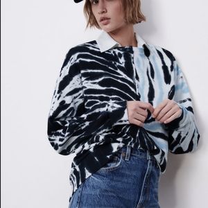 Zara Blue and Black Tye Dye Sweatshirt